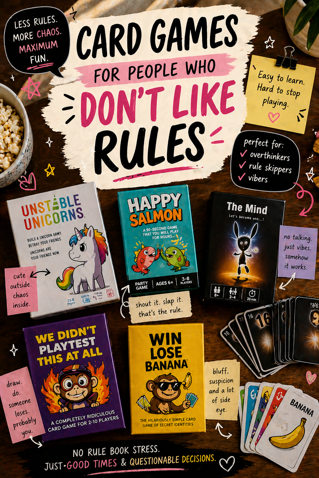 Card games for rule-free fun.