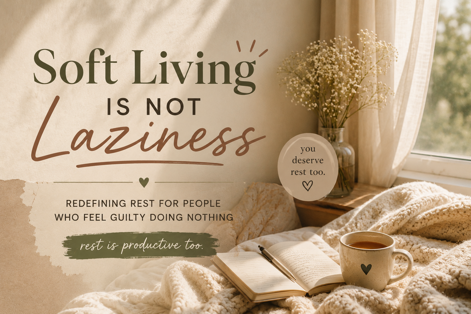 Soft living is not laziness: redefining rest for people who feel guilty doing nothing