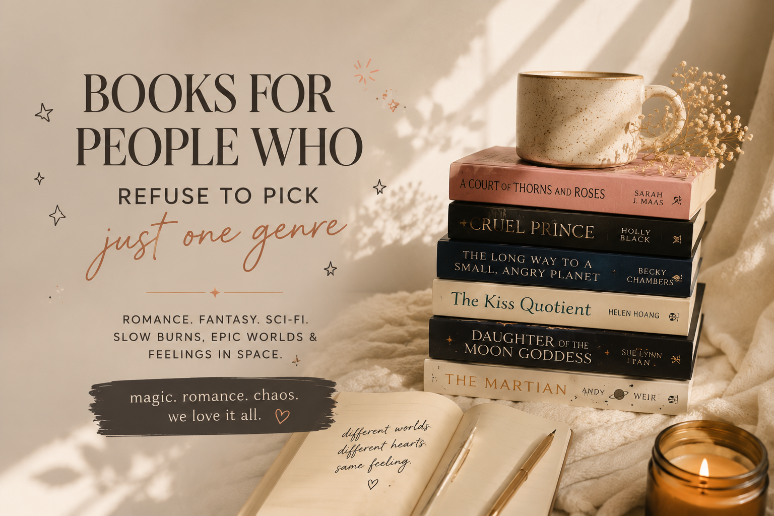 Books For People Who Can’t Pick Just One Genre — Slow Burn Romance, Fantasy & Sci-Fi Reads Worth Every Page