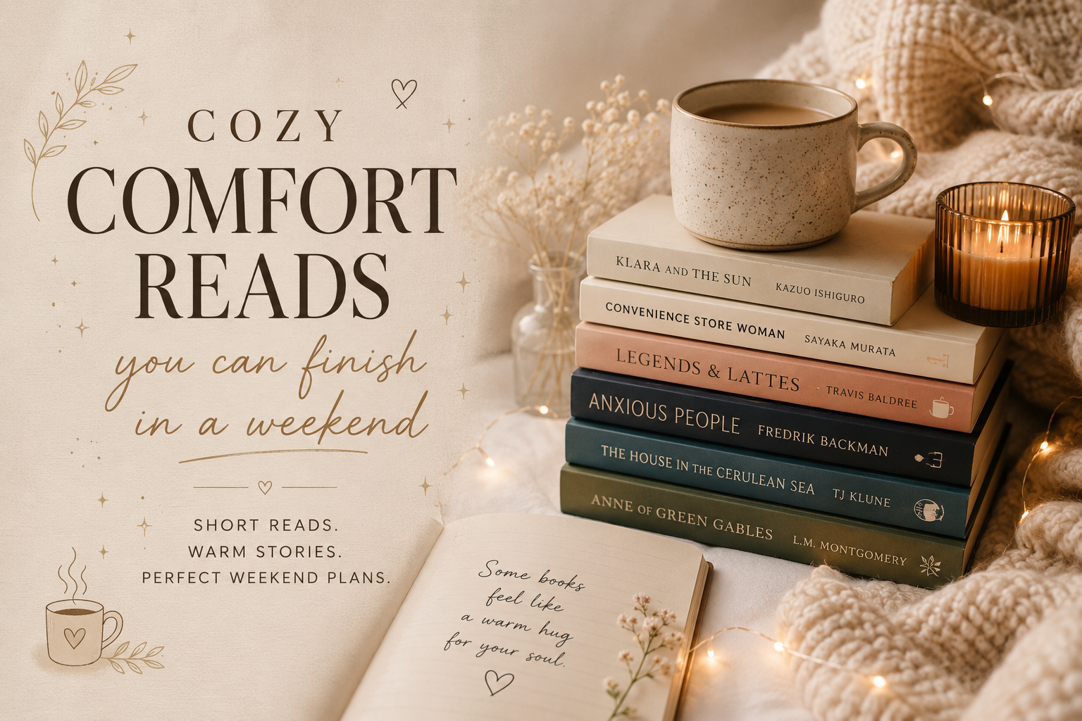 Some days call for a short read that fits in a weekend. Other days call for something soft to sit with when life feels heavy. Here are 6 books split across both moods.